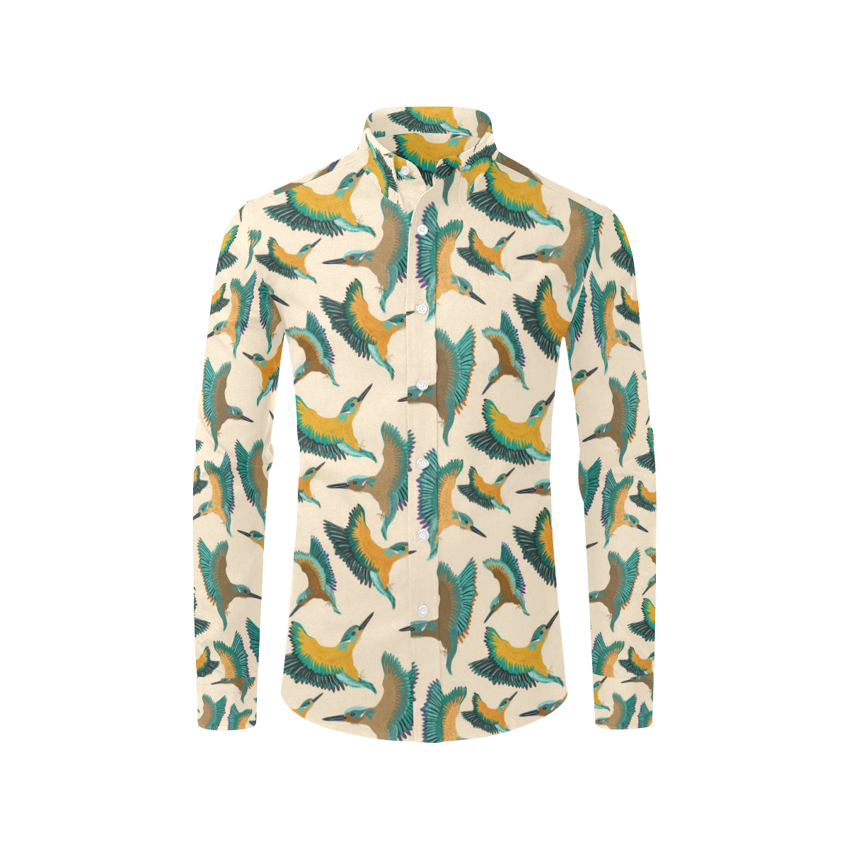 Kingfisher Pattern Print Design 02 Men's Long Sleeve Shirt