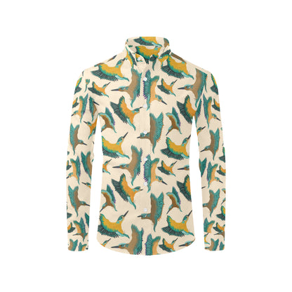 Kingfisher Pattern Print Design 02 Men's Long Sleeve Shirt