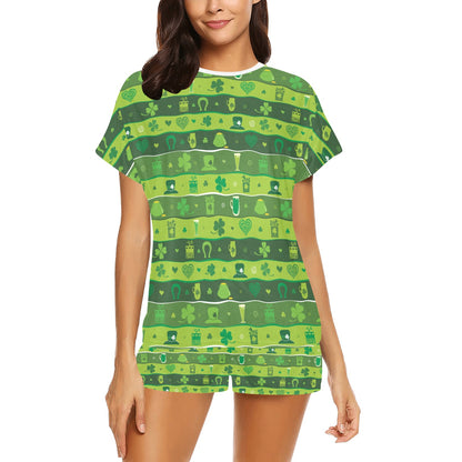 Shamrock Print Design LKS303 Women's Short Pajama Set