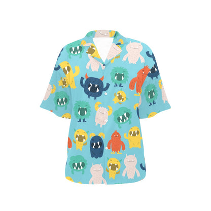 Monster Cartoon Pattern Print Design 03 Women's Hawaiian Shirt