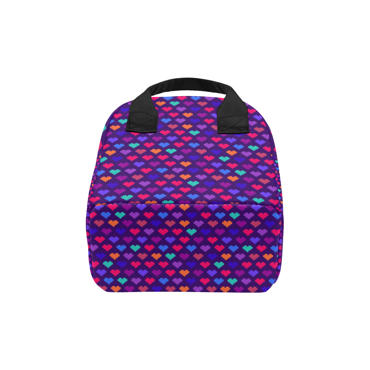 Heart Pixel Pattern Print Design HE03 Insulated Lunch Bag
