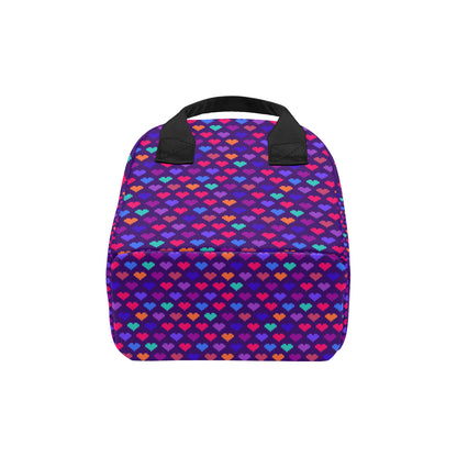 Heart Pixel Pattern Print Design HE03 Insulated Lunch Bag