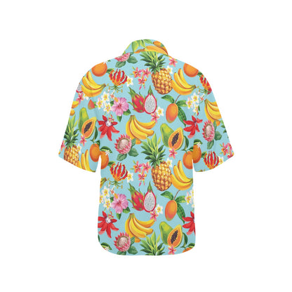 Tropical Fruits Pattern Print Design TF01 Women's Hawaiian Shirt