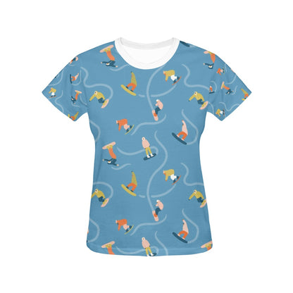 Snowboard Print Design LKS303 Women's  T-shirt