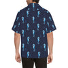 SeaHorse Blue neon Pattern Print Design 03 Men's Hawaiian Shirt