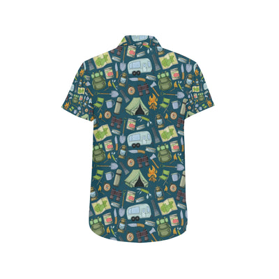 Camping Pattern Print Design 02 Men's Short Sleeve Button Up Shirt