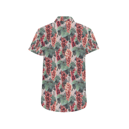 Grape Pattern Print Design GP01 Men's Short Sleeve Button Up Shirt