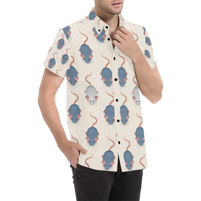 Rat Pattern Print Design 03 Men's Short Sleeve Button Up Shirt