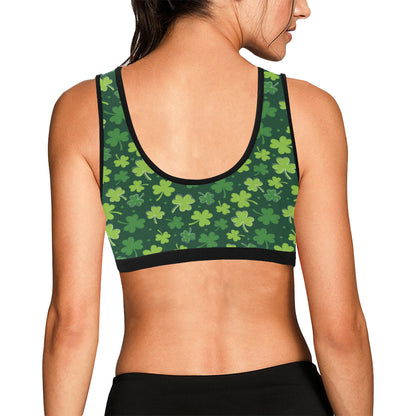Clover  Pattern Print Design 02 Sports Bra