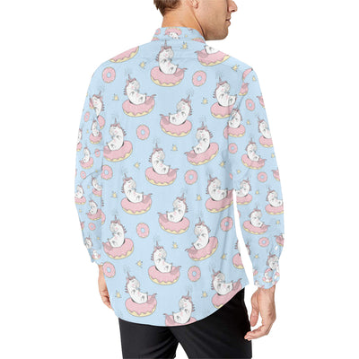 Donut Unicorn Pattern Print Design DN014 Men's Long Sleeve Shirt