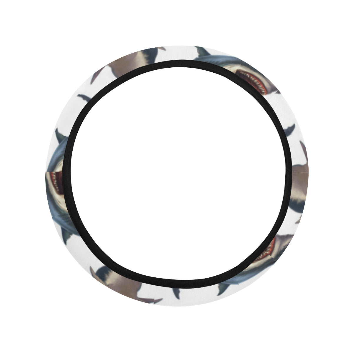 Great White Shark Pattern Print Design 03 Steering Wheel Cover with Elastic Edge