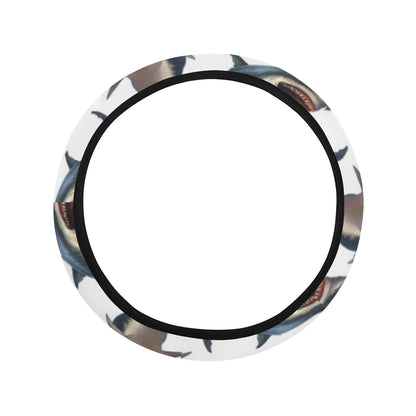 Great White Shark Pattern Print Design 03 Steering Wheel Cover with Elastic Edge