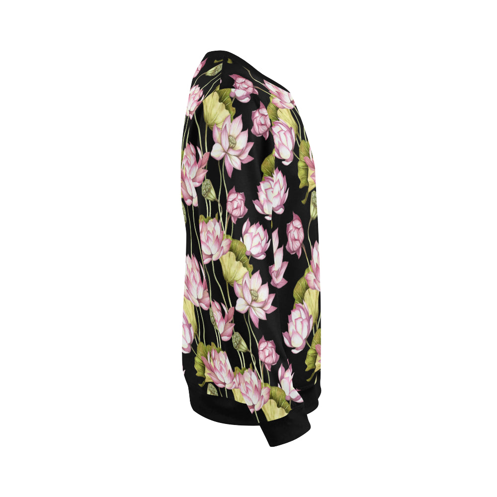 Water Lily Pattern Print Design WL06 Men Long Sleeve Sweatshirt
