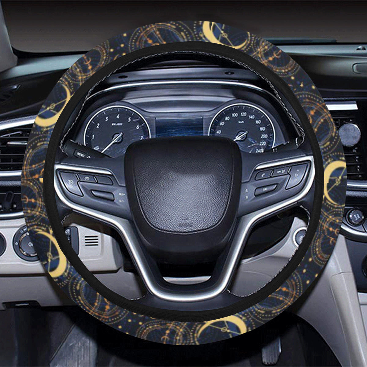 Celestial Pattern Print Design 04 Steering Wheel Cover with Elastic Edge