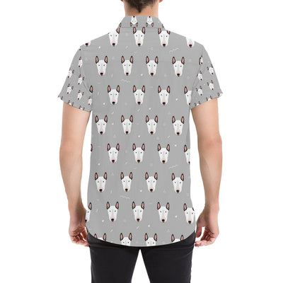 Bull Terrier Head Print Pattern Men's Short Sleeve Button Up Shirt