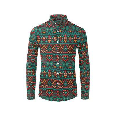 Aztec Pattern Print Design 04 Men's Long Sleeve Shirt