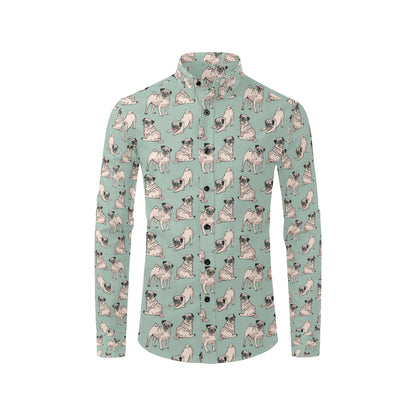Pug Pattern Print Design A01 Men's Long Sleeve Shirt