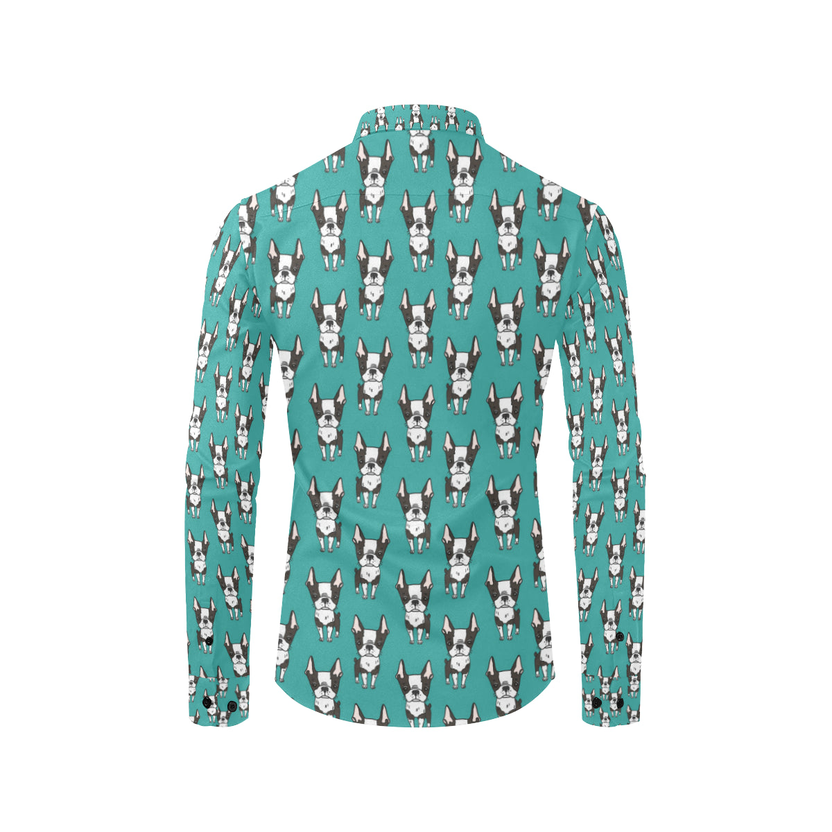 Boston Terrier Pattern Print Design 04 Men's Long Sleeve Shirt
