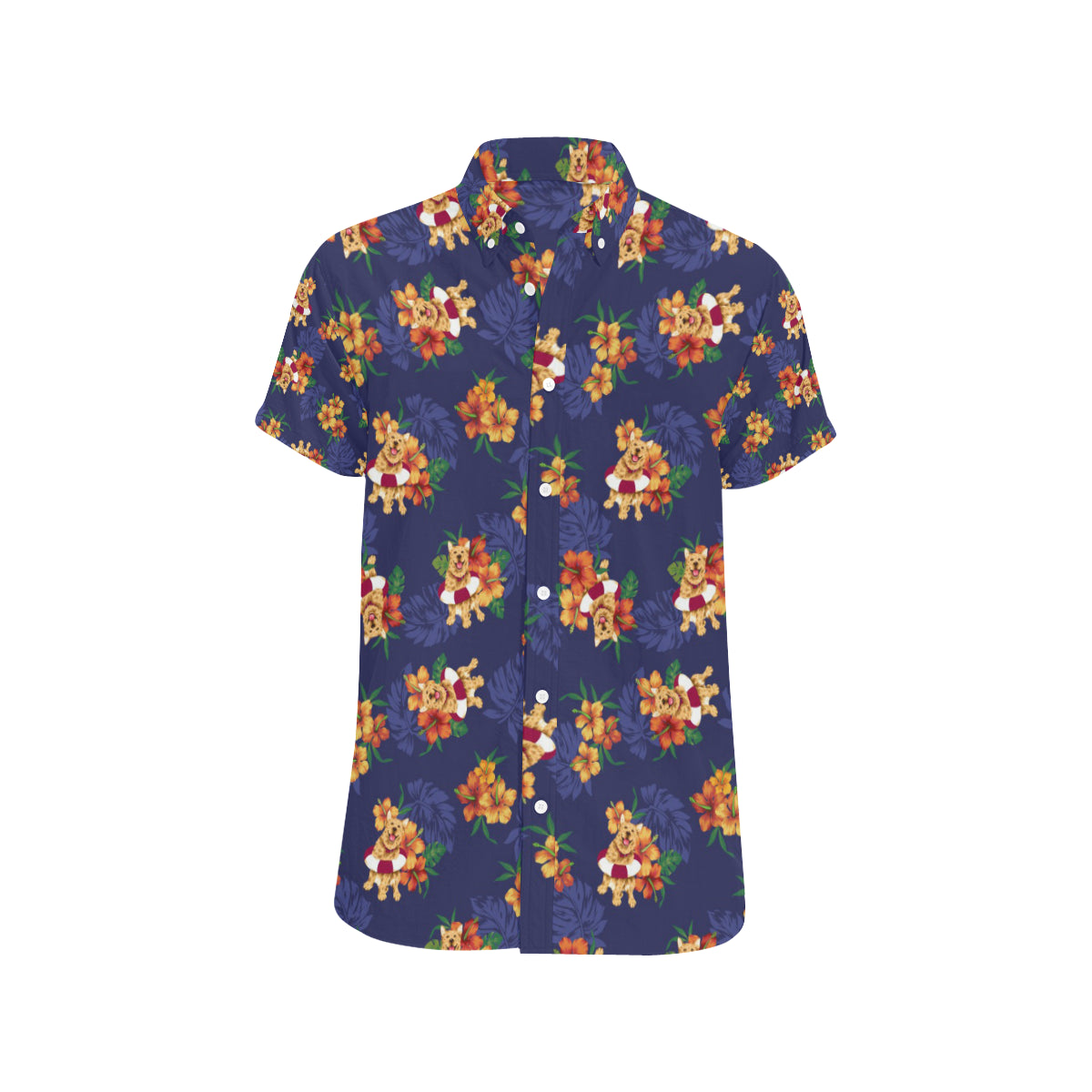 Hawaiian Themed Pattern Print Design H02 Men's Short Sleeve Button Up Shirt