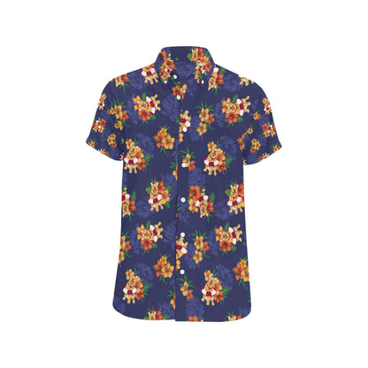 Hawaiian Themed Pattern Print Design H02 Men's Short Sleeve Button Up Shirt