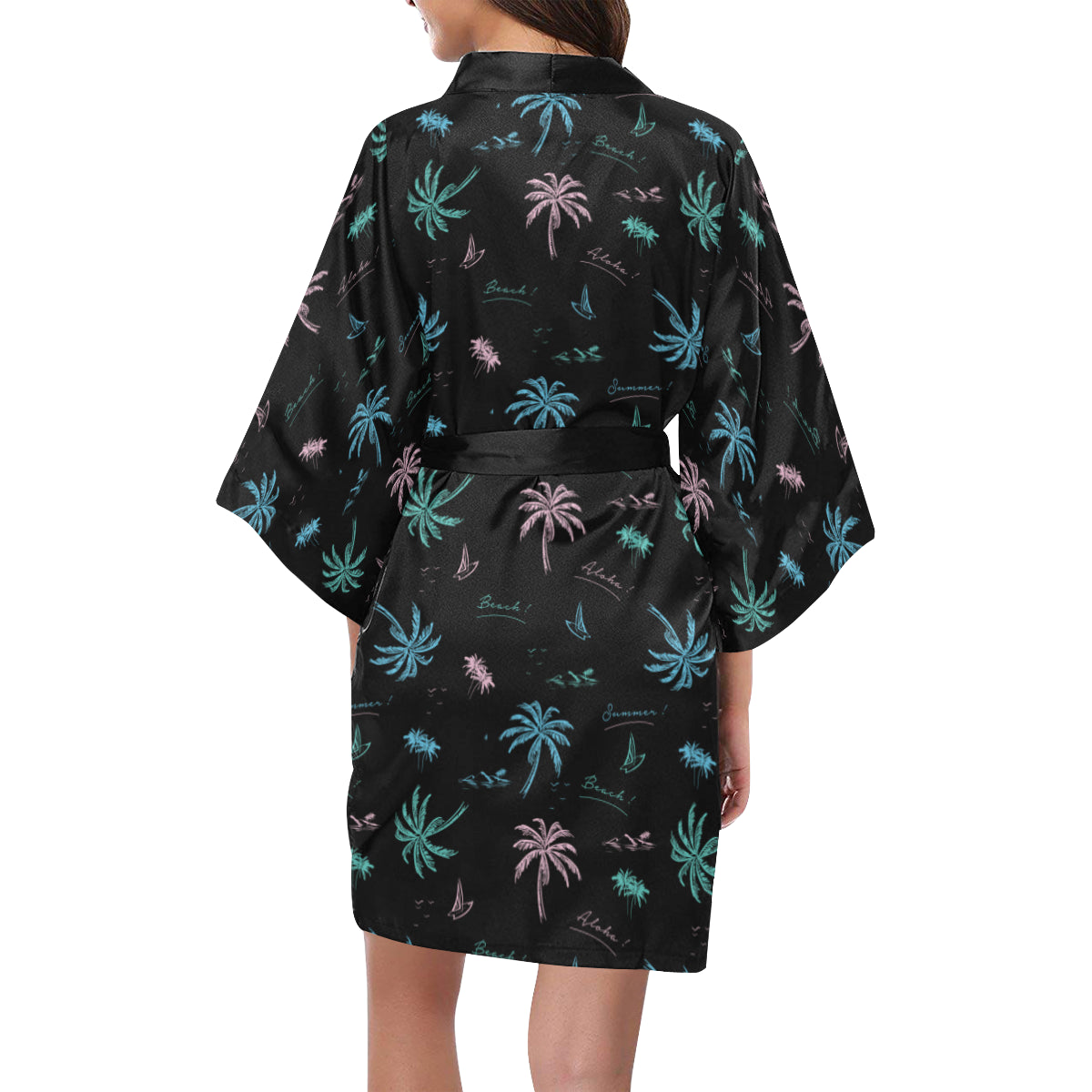 Aloha Hawaii Pattern Print Design 03 Women's Short Kimono