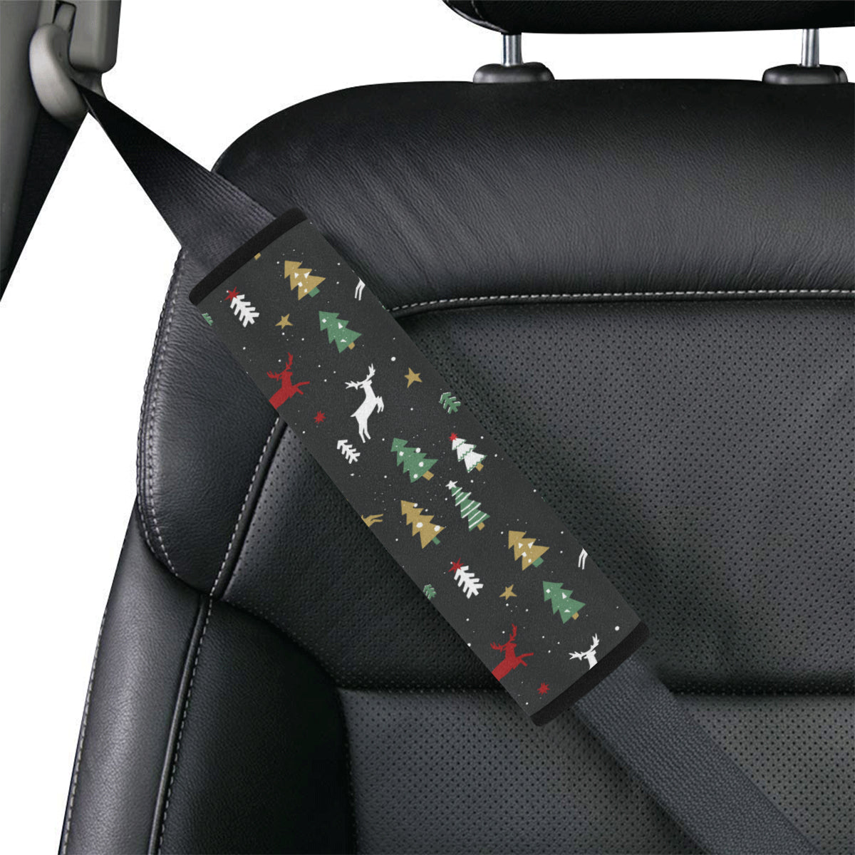Christmas Tree Deer Style Pattern Print Design 03 Car Seat Belt Cover