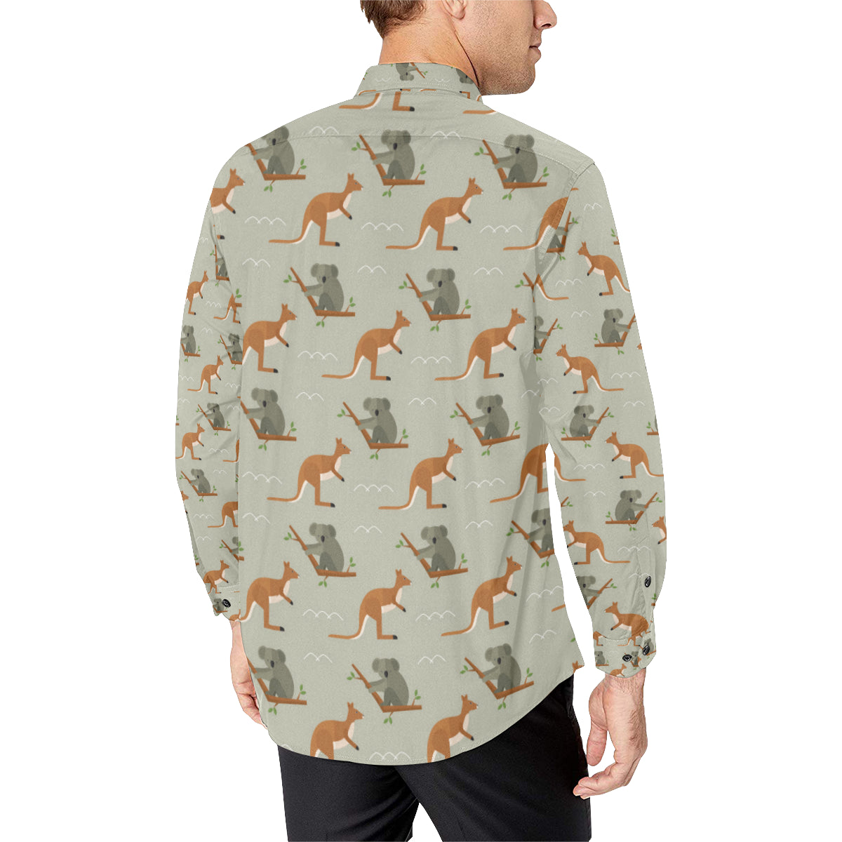 Koala Pattern Print Design 03 Men's Long Sleeve Shirt