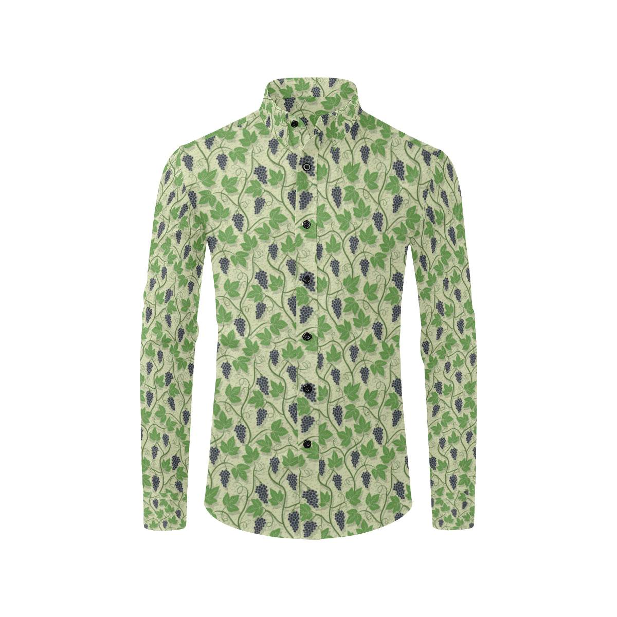 Wine Grape Thmed Print Men's Long Sleeve Shirt