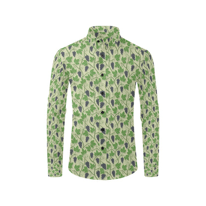Wine Grape Thmed Print Men's Long Sleeve Shirt