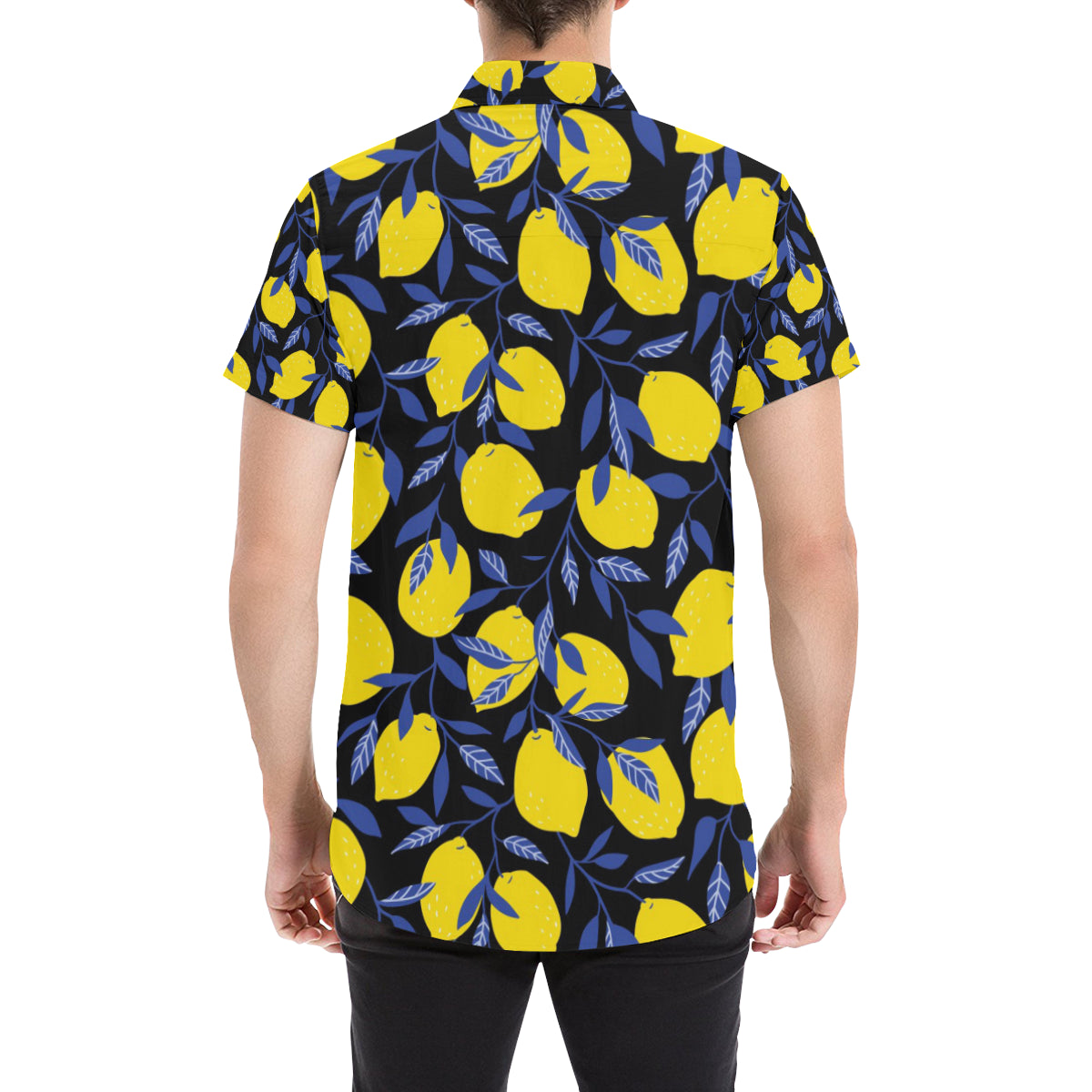 Lemon Pattern Print Design LM01 Men's Short Sleeve Button Up Shirt