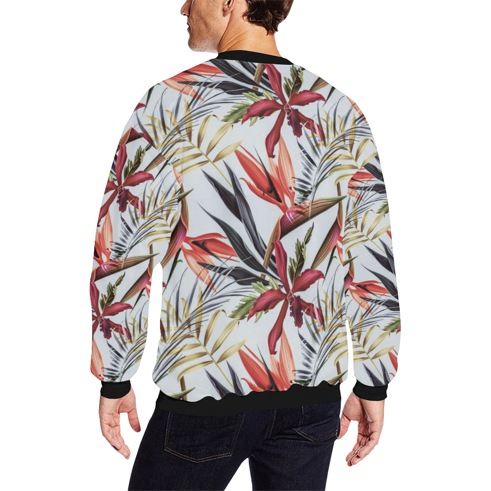 Tropical Flower Pattern Print Design TF021 Men Long Sleeve Sweatshirt