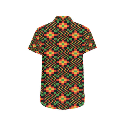 Kente Pattern Print Design 01 Men's Short Sleeve Button Up Shirt