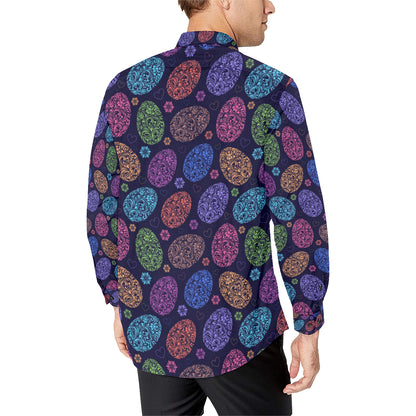 Easter Eggs Pattern Print Design RB012 Men's Long Sleeve Shirt