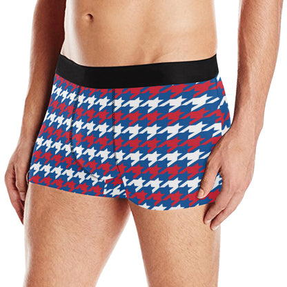 Patriotic Houndstooth Pattern Print Design A02 Men's Boxer Briefs