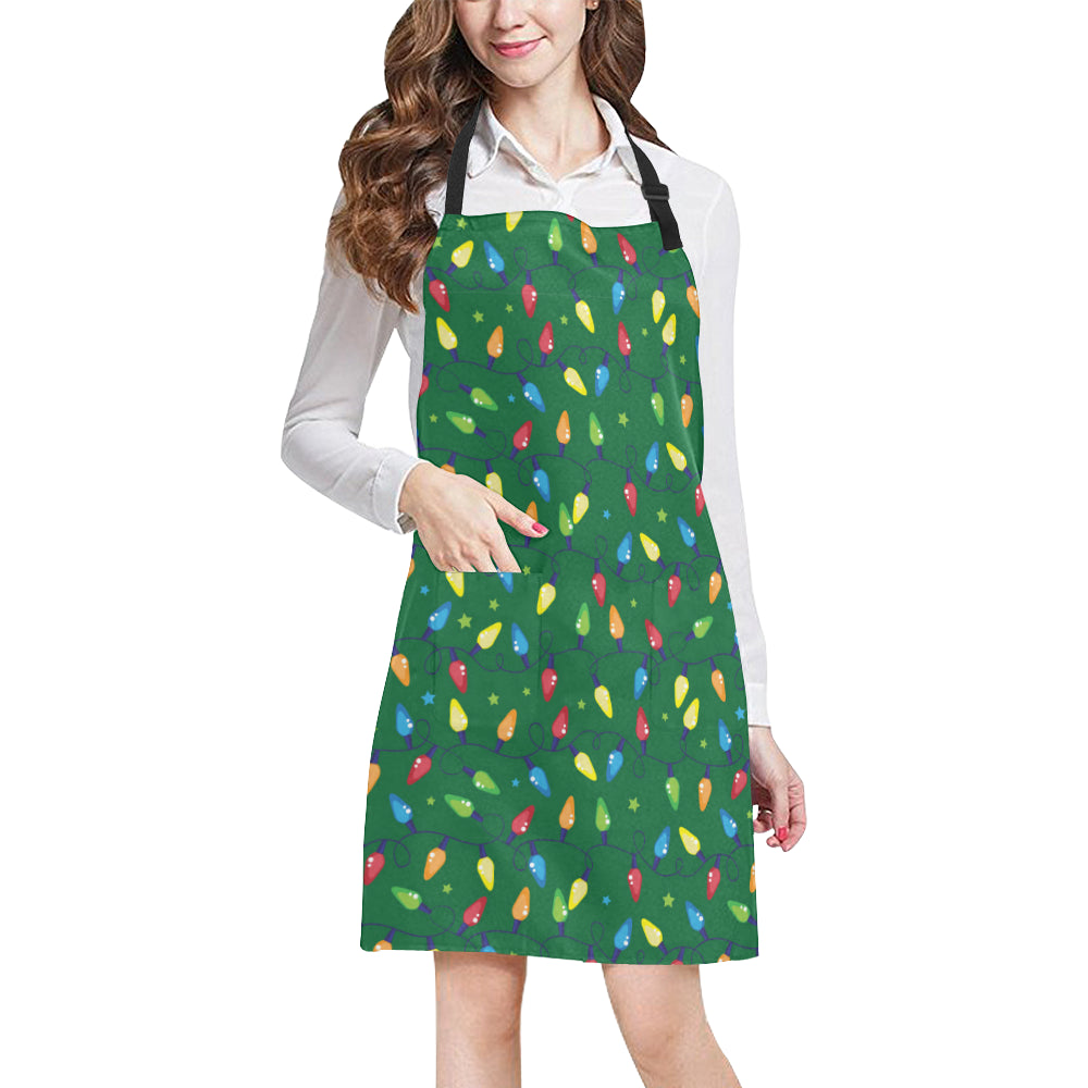 Christmas Light Pattern Print Design 02 Apron with Pocket