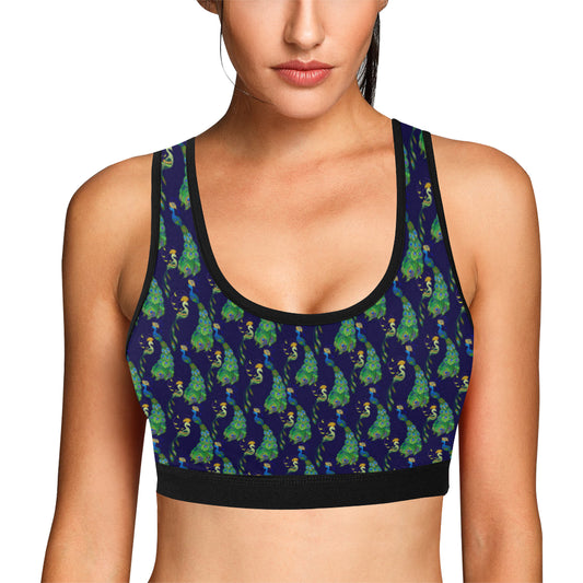 Peacock Art Design Print Sports Bra