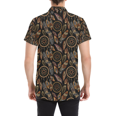 Dream catcher embroidered style Men's Short Sleeve Button Up Shirt