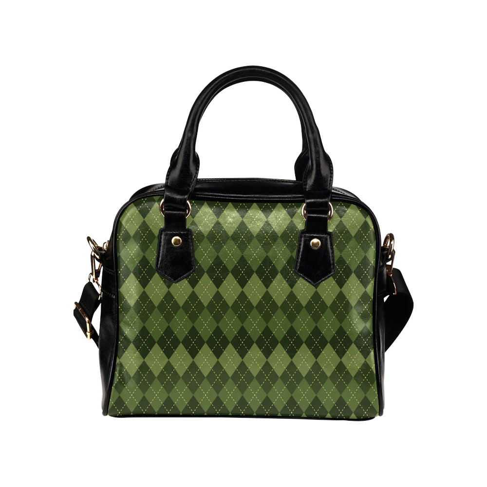 Argyle Green Pattern Print Design 01 Shoulder Handbag