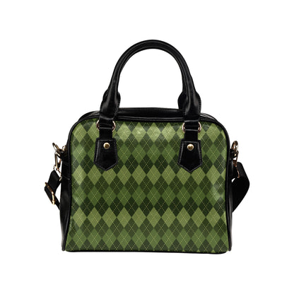 Argyle Green Pattern Print Design 01 Shoulder Handbag