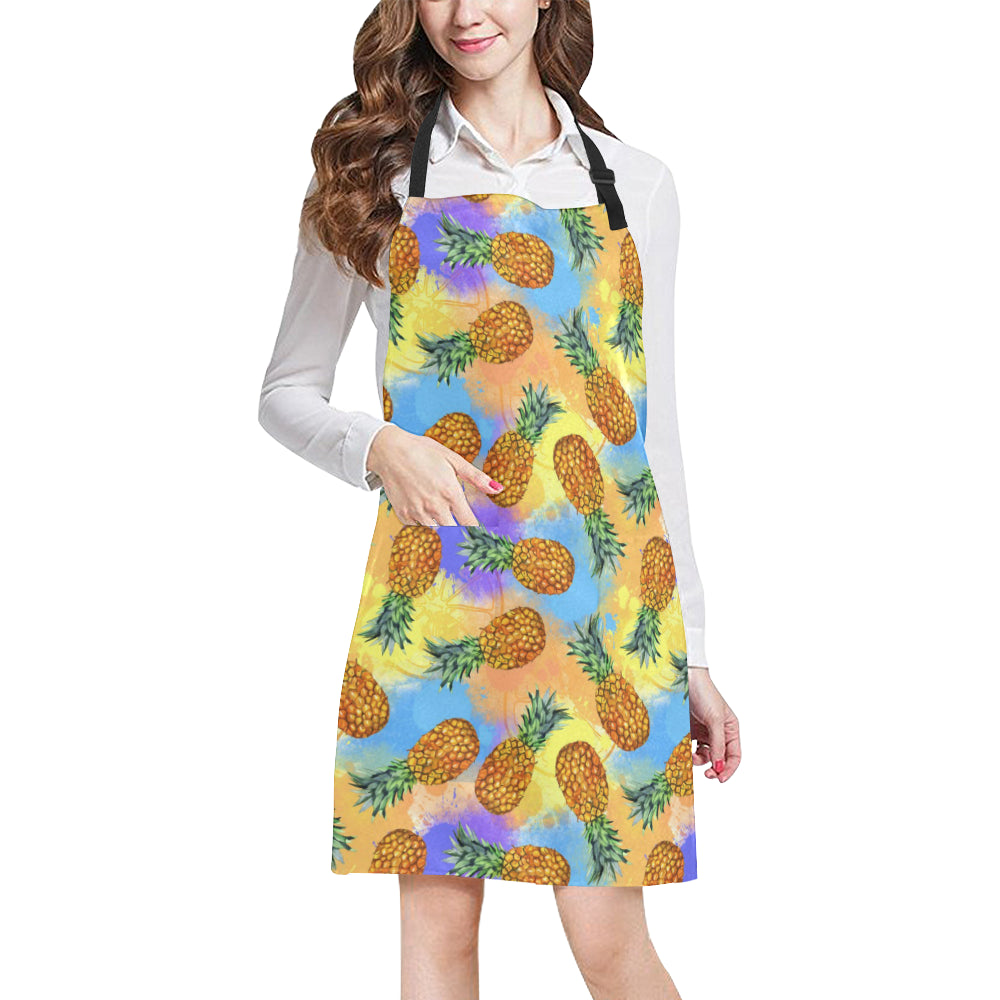 Pineapple Pattern Print Design PP09 Apron with Pocket