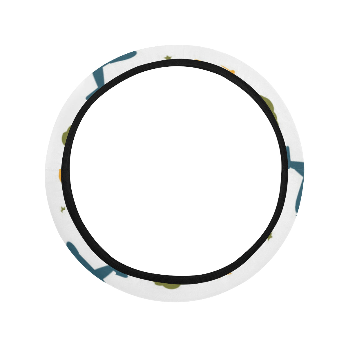 Airplane Pattern Print Design 06 Steering Wheel Cover with Elastic Edge