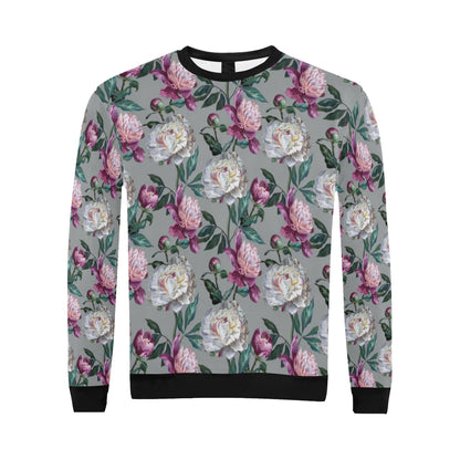 Peony Pattern Print Design PE01 Men Long Sleeve Sweatshirt