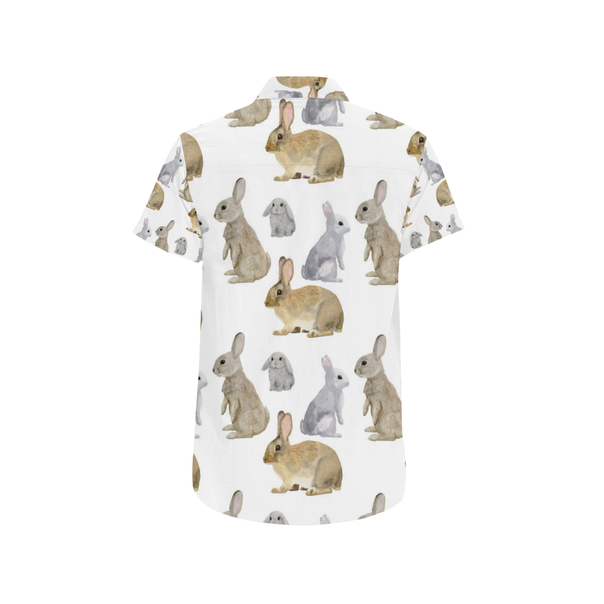 Rabbit Pattern Print Design 02 Men's Short Sleeve Button Up Shirt