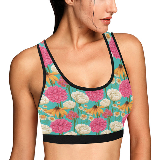 Summer Floral Pattern Print Design SF07 Sports Bra