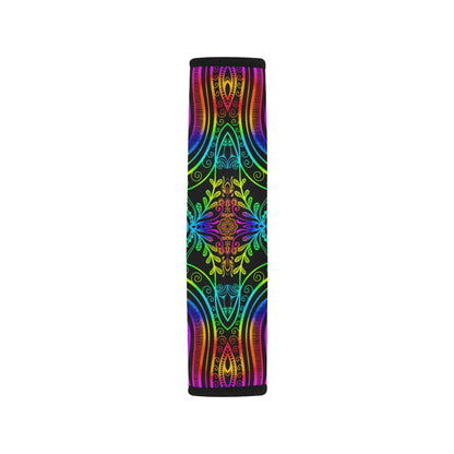 Neon Trible Rainbow Pattern Print Design A01 Car Seat Belt Cover