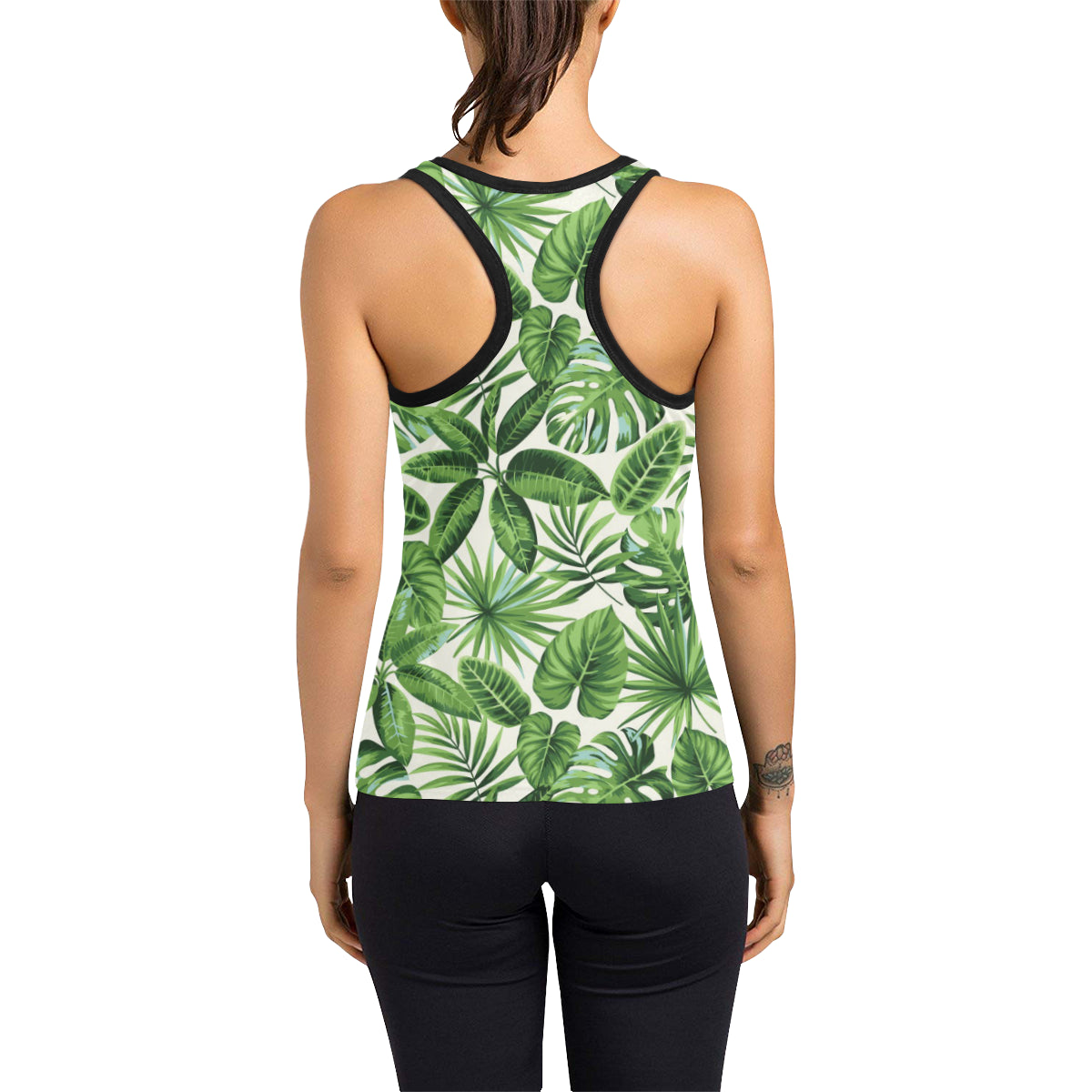 Tropical Flower Pattern Print Design TF013 Women's Racerback Tank Top
