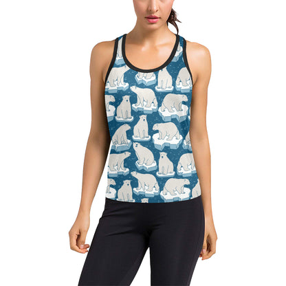 Polar Bear Pattern Print Design PB03 Women's Racerback Tank Top