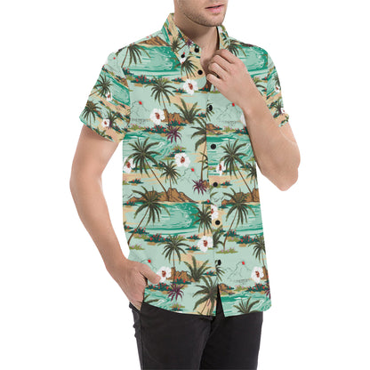 Pacific island Pattern Print Design A03 Men's Short Sleeve Button Up Shirt
