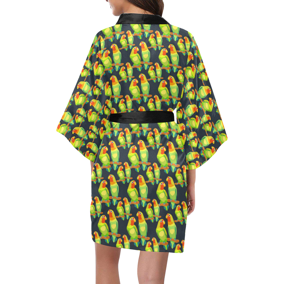 Lovebird Pattern Print Design 01 Women's Short Kimono