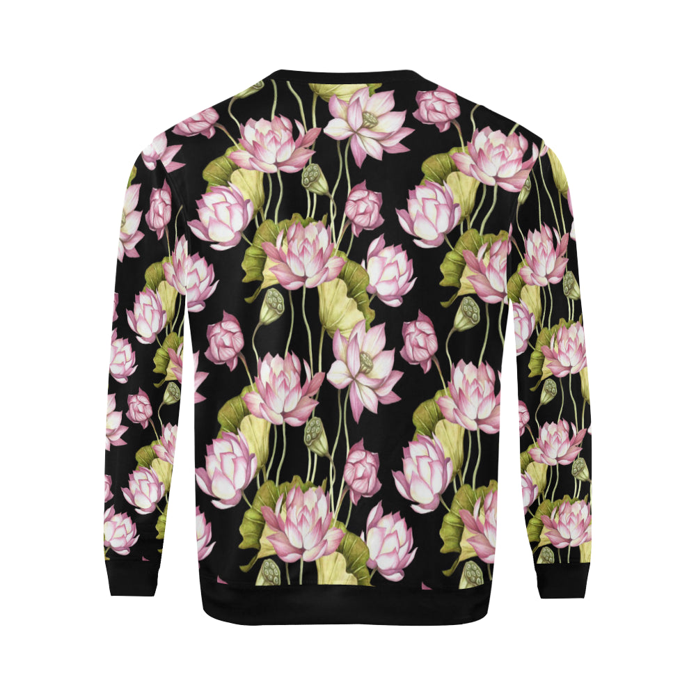 Water Lily Pattern Print Design WL06 Men Long Sleeve Sweatshirt